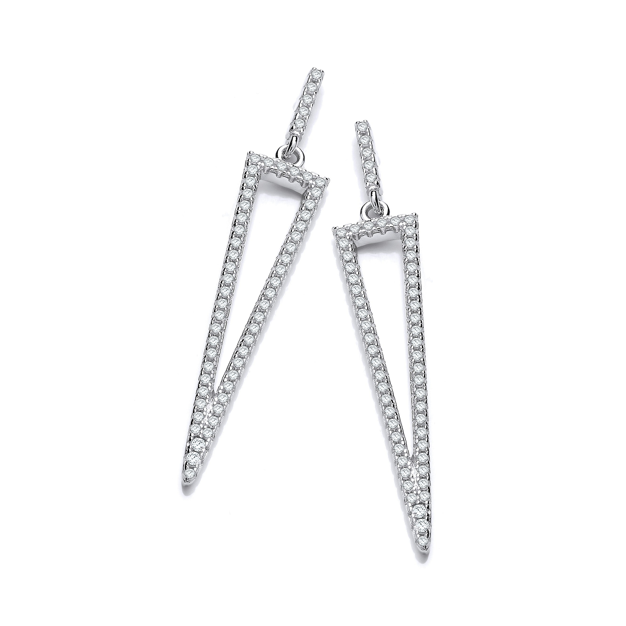 Micro Pave Cz Triangle Drop Earrings
