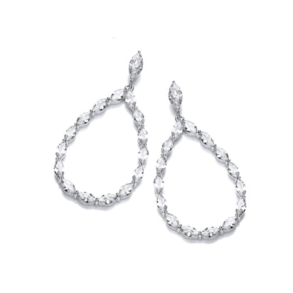 Pear Shape Drop with Marquise Cz Silver Earrings
