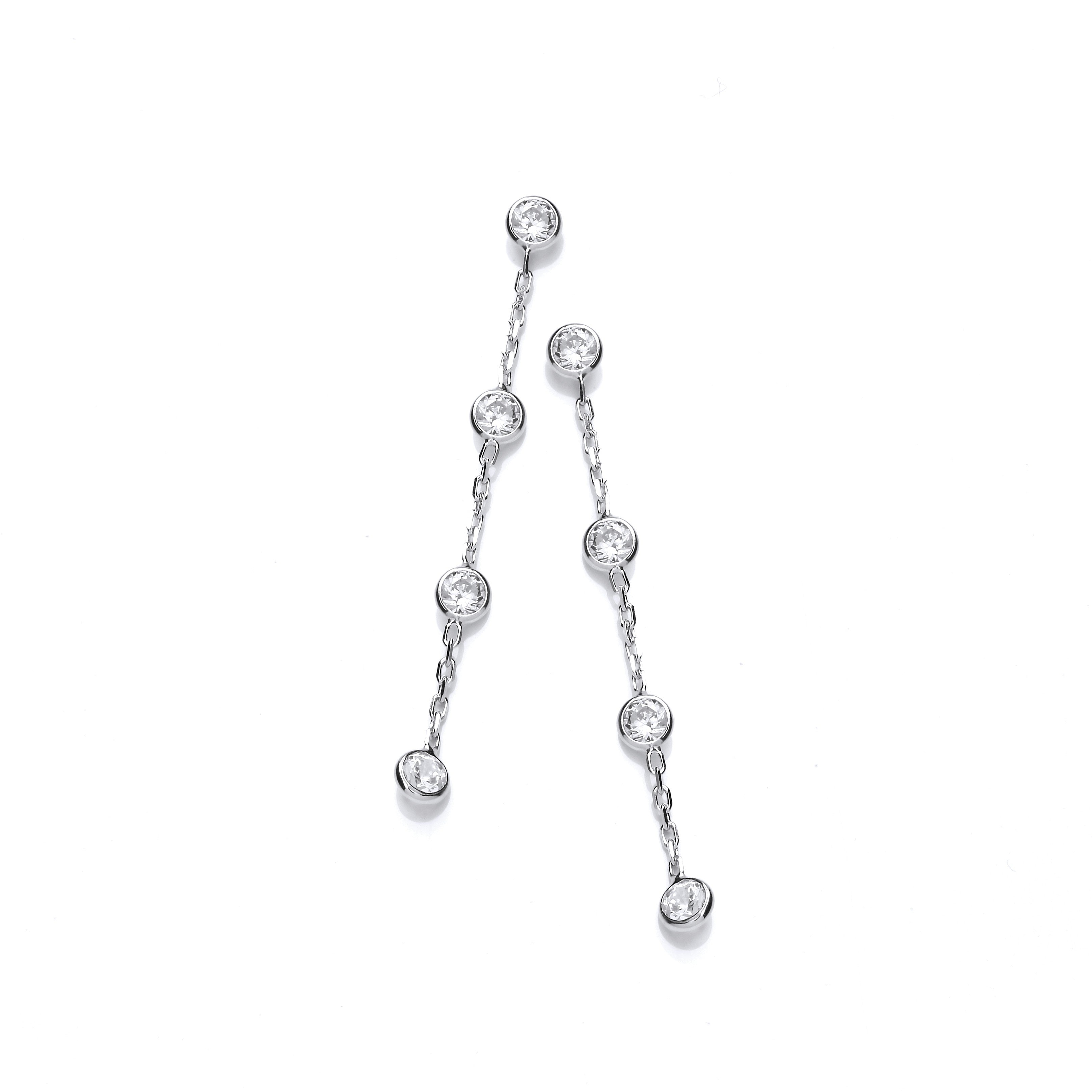 Silver Rubover 8 Cz's Silver Drop Earrings