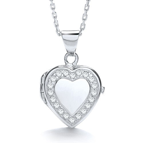 Heart Shape with Line of Cz&#39;s Locket