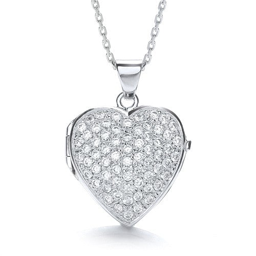 Big Heart Shape All Cz&#39;s on Front Locket