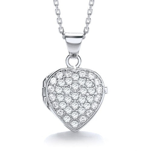 Heart Shape All Cz&#39;s on Front Locket
