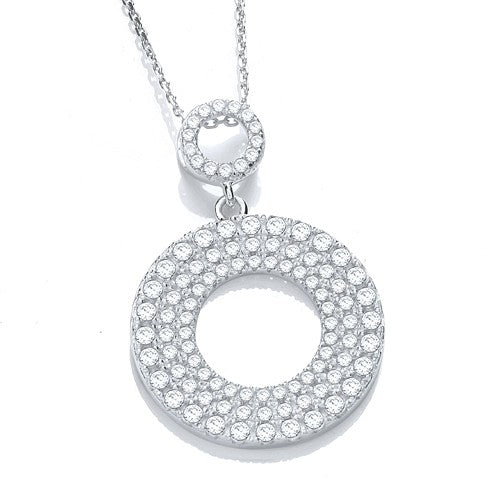 Micro Pave&#39; Circle of Life Cz Pendant with 18&quot; Chain