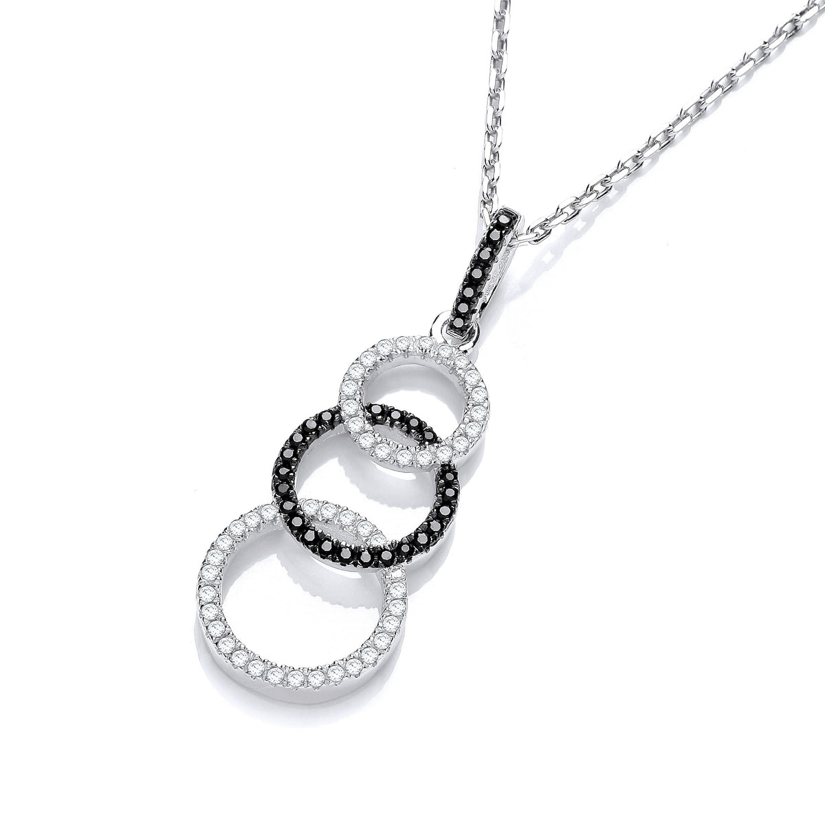 Micro Pave&#39; Black &amp; White CZ Drop Pendant with 18&quot; Chain