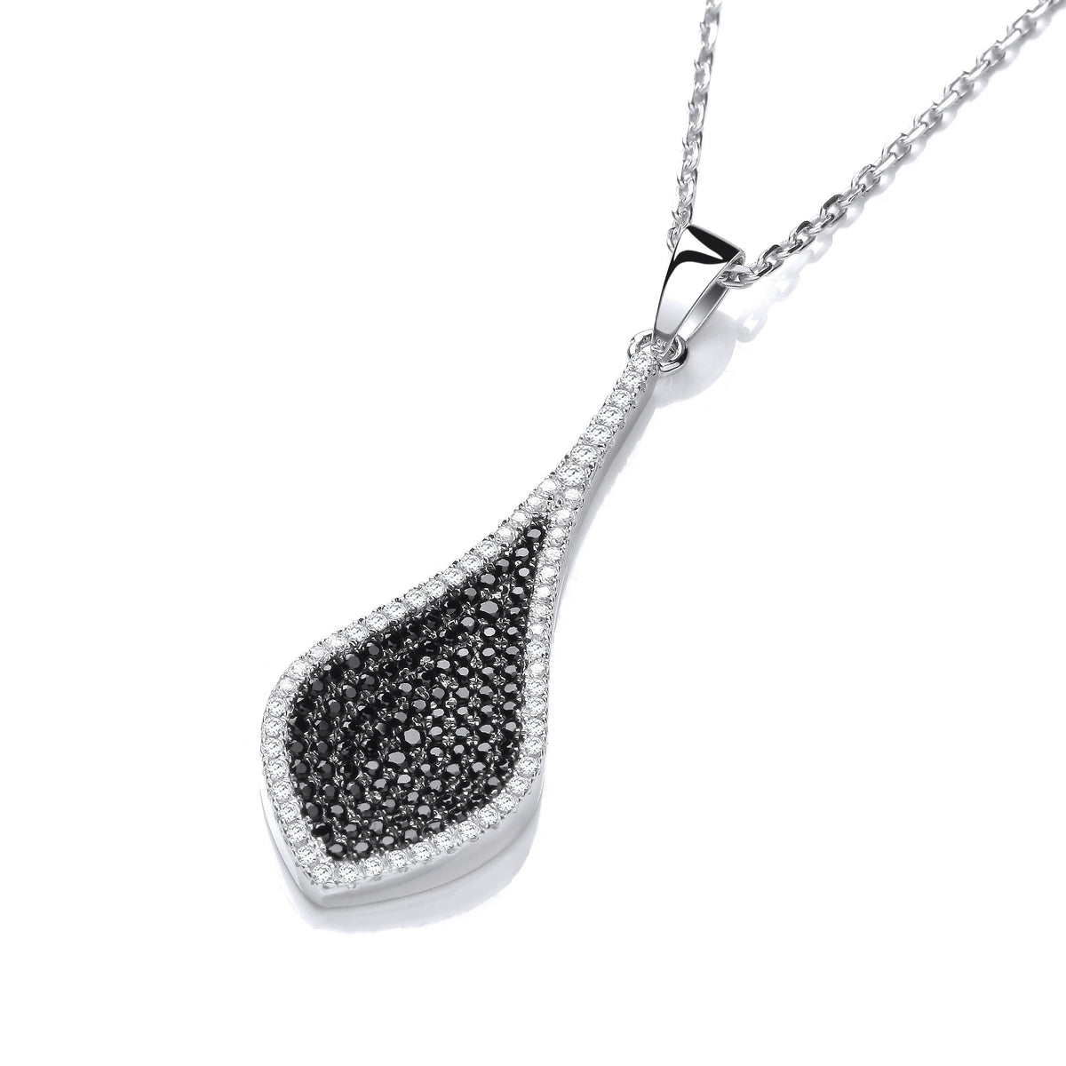 Micro Pave&#39; Black &amp; Clear Drop Pendant with 18&quot; Chain