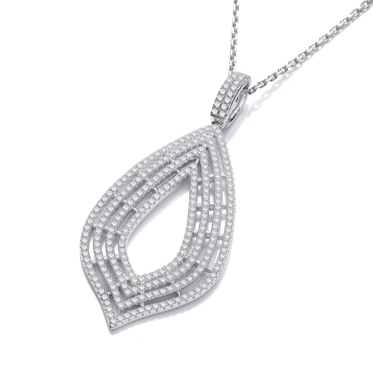 Micro Pave&#39; Cz Large Drop Pendant with 18&quot; Chain