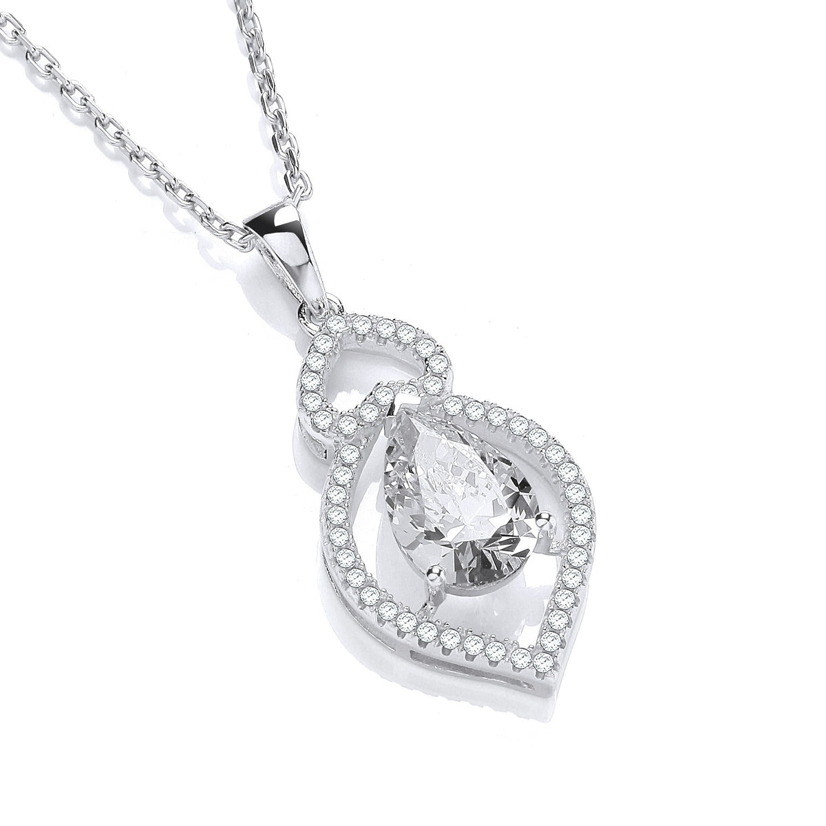 Micro Pave&#39; Clear Tear Drop &amp; Clear Cz Pendant with 18&quot; Chain