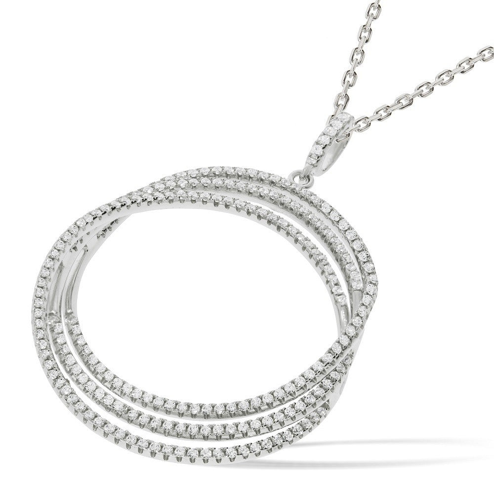 Micro Pave 3 Row Round Cz Pendant with 18&quot; Chain