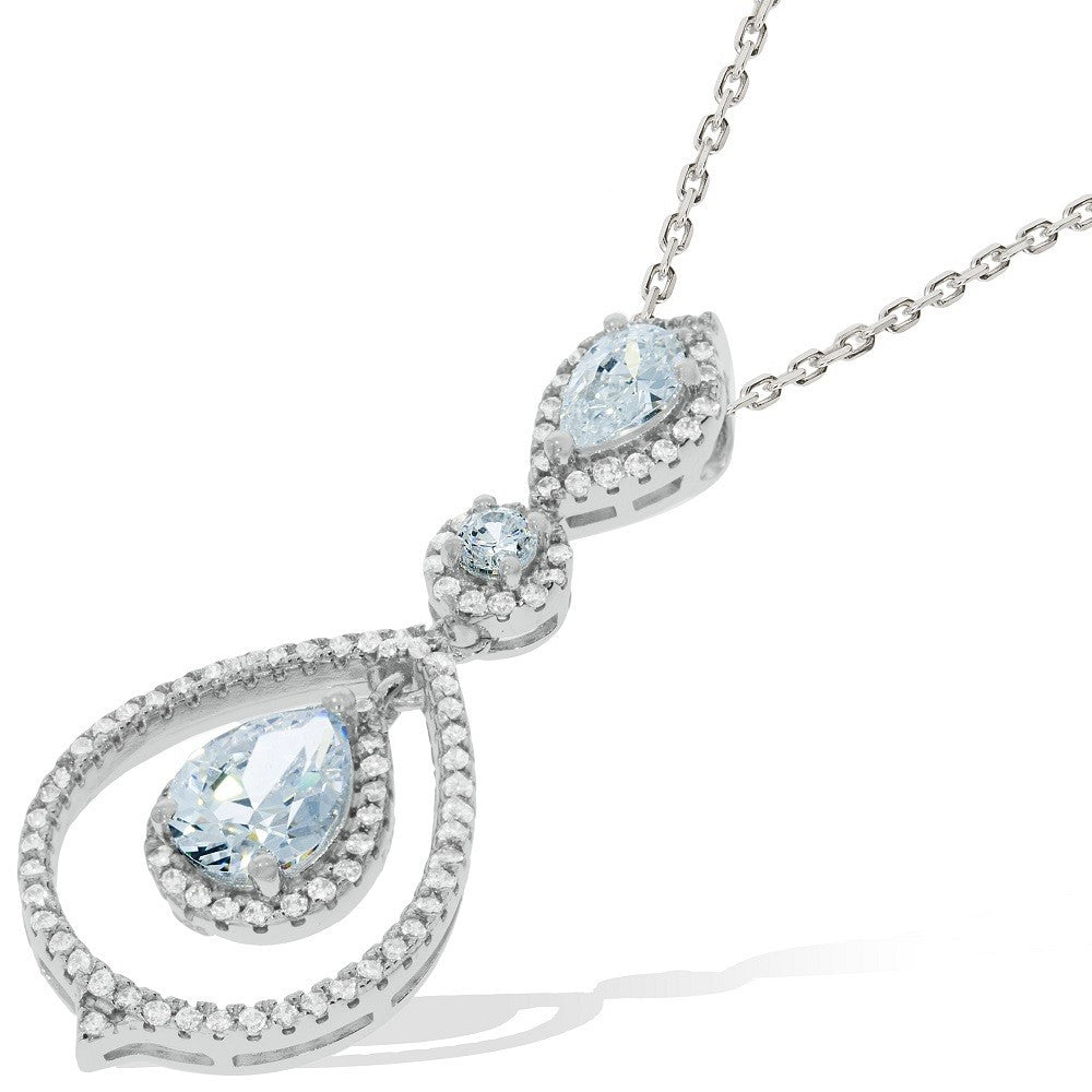 Micro Pave Fancy Cz Pendant with 18&quot; Chain