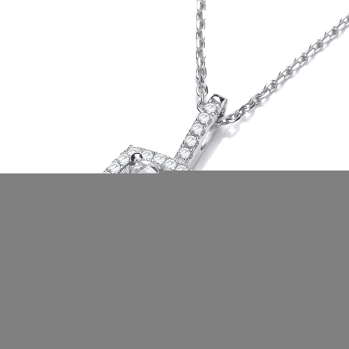 Micro Pave Princess Cut Cz Pendant with 18&quot; Chain