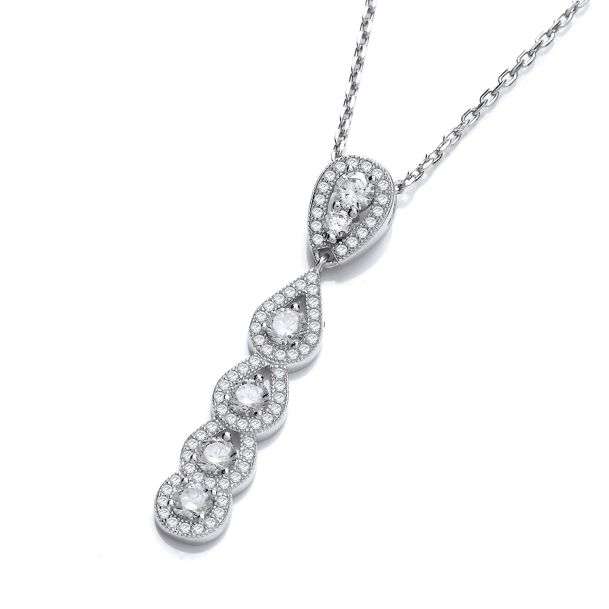 Micro Pave Tear Drops Cz Pendant with 18&quot; Chain