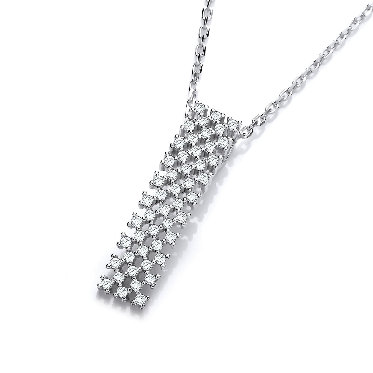 Micro Pave Multi Row Cz Pendant with 18&quot; Chain