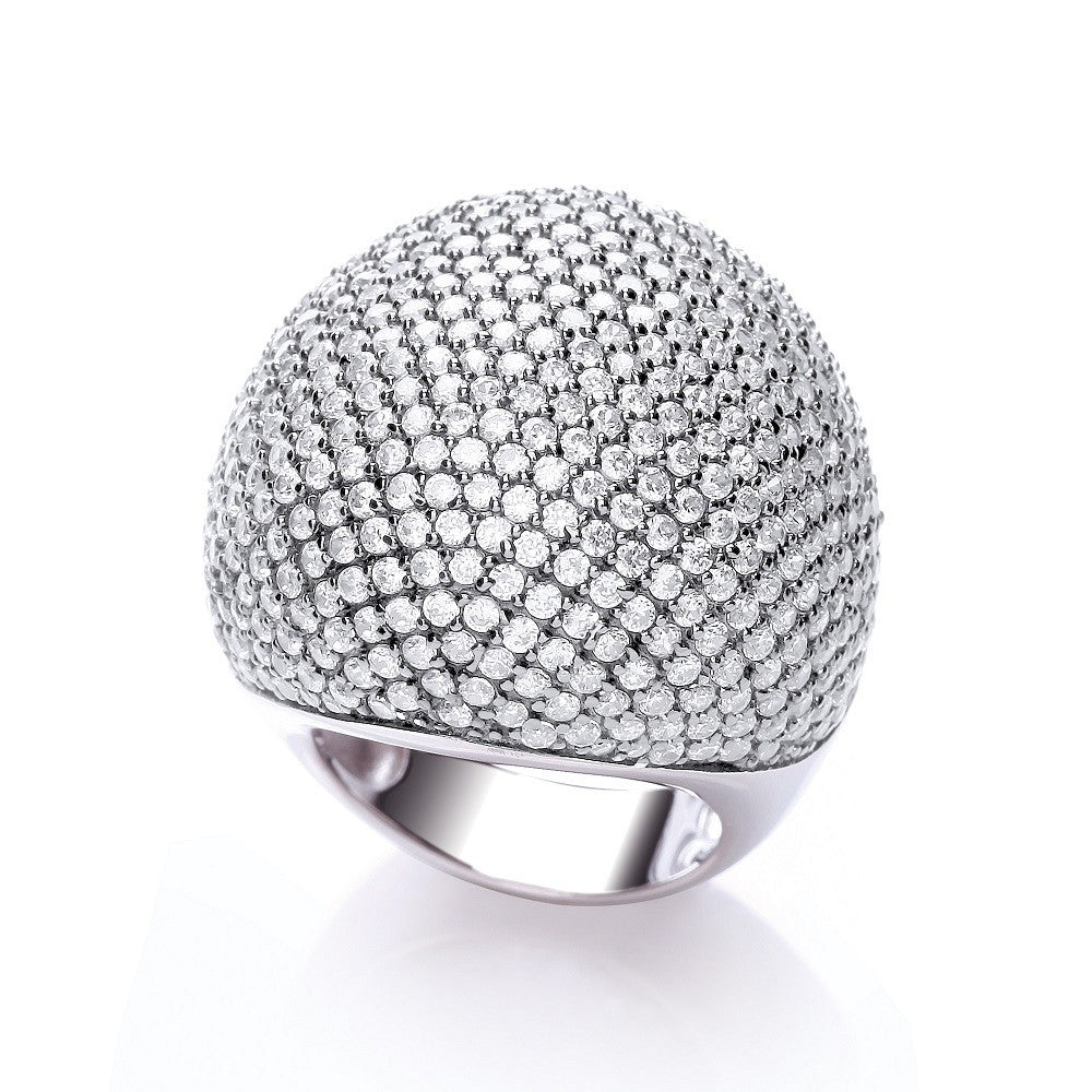 Micro Pave&#39; Big Cocktail Ring 503 White Cz