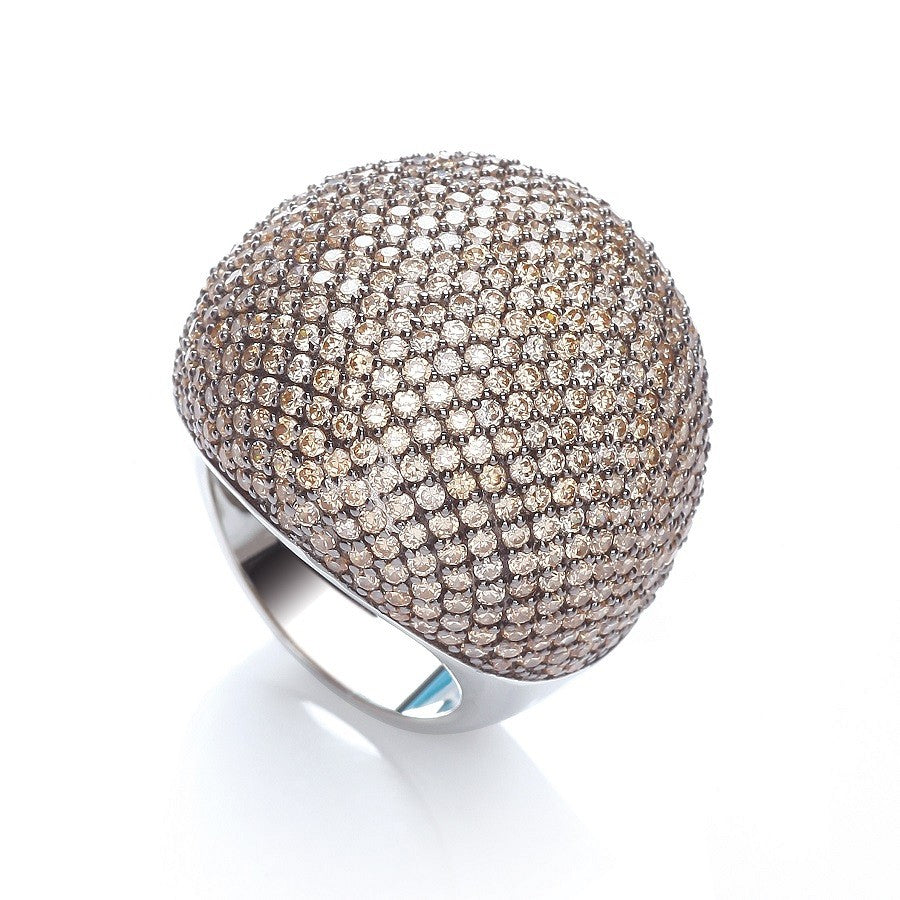 Micro Pave&#39; Big Cocktail Ring 503 Champagne Cz