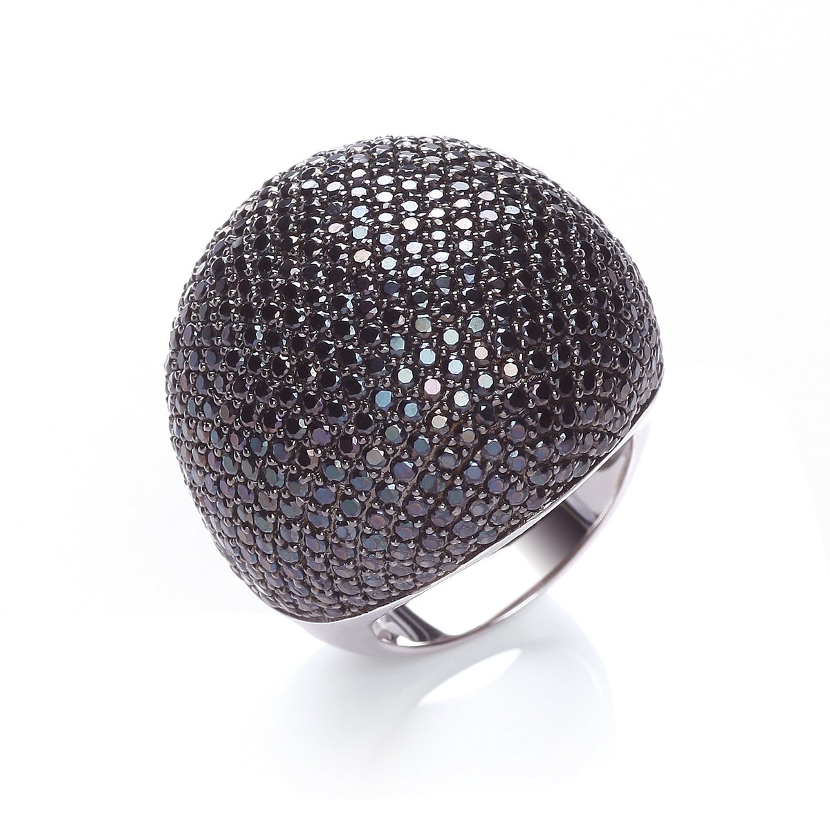 Micro Pave&#39; Big Cocktail Ring 503 Black Cz