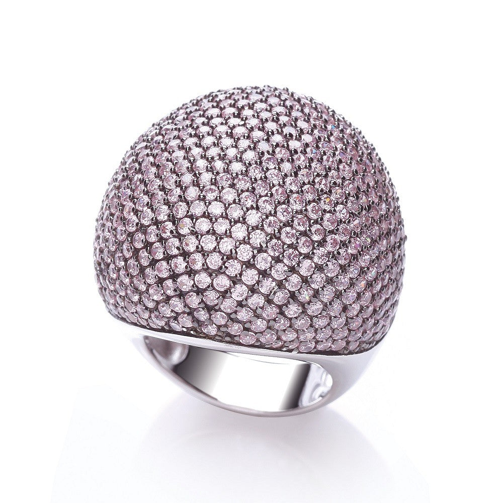 Micro Pave&#39; Big Cocktail Ring 503 Pink Cz