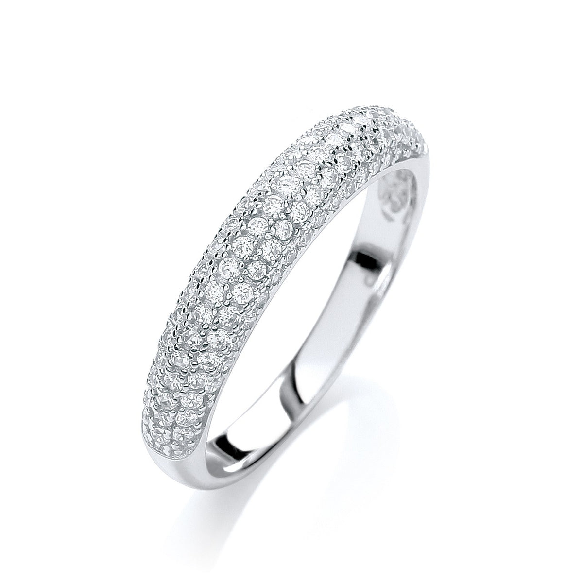 Micro Pave&#39; Dome Ring White Cz