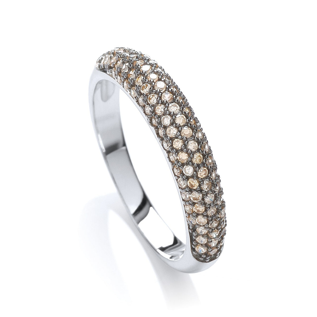 Micro Pave&#39; Dome Ring Champagne Cz