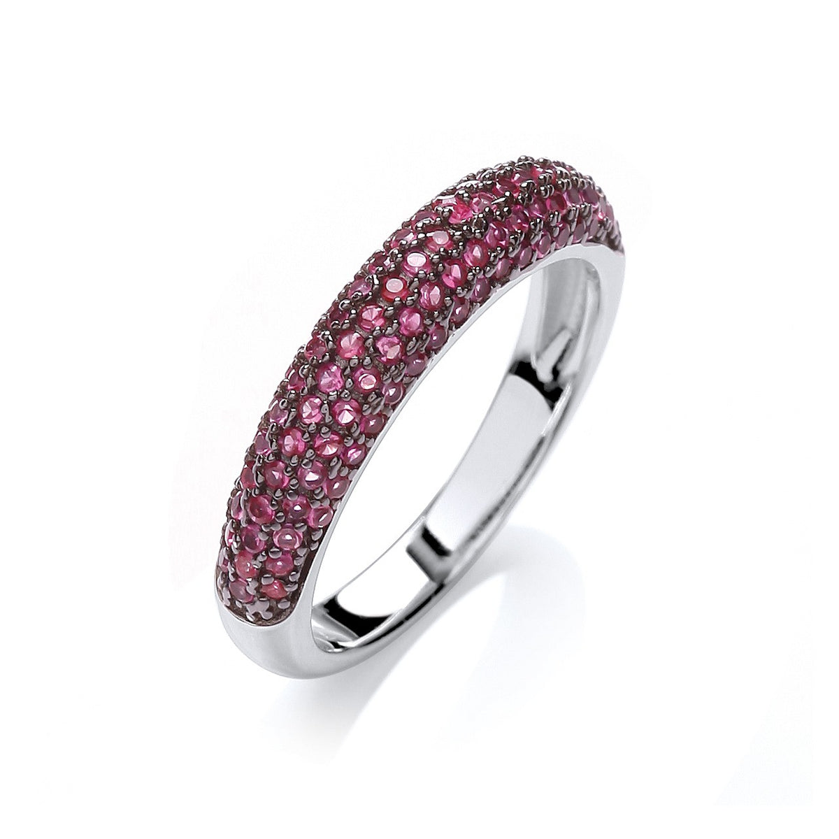 Micro Pave&#39; Dome Ring Deep Pink Cz