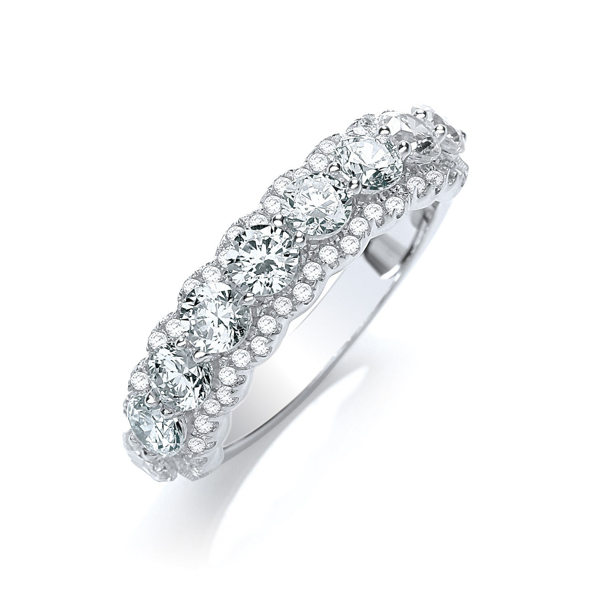 Micro Pave&#39; 9 Cz Stone Ring with 54 Small Cz