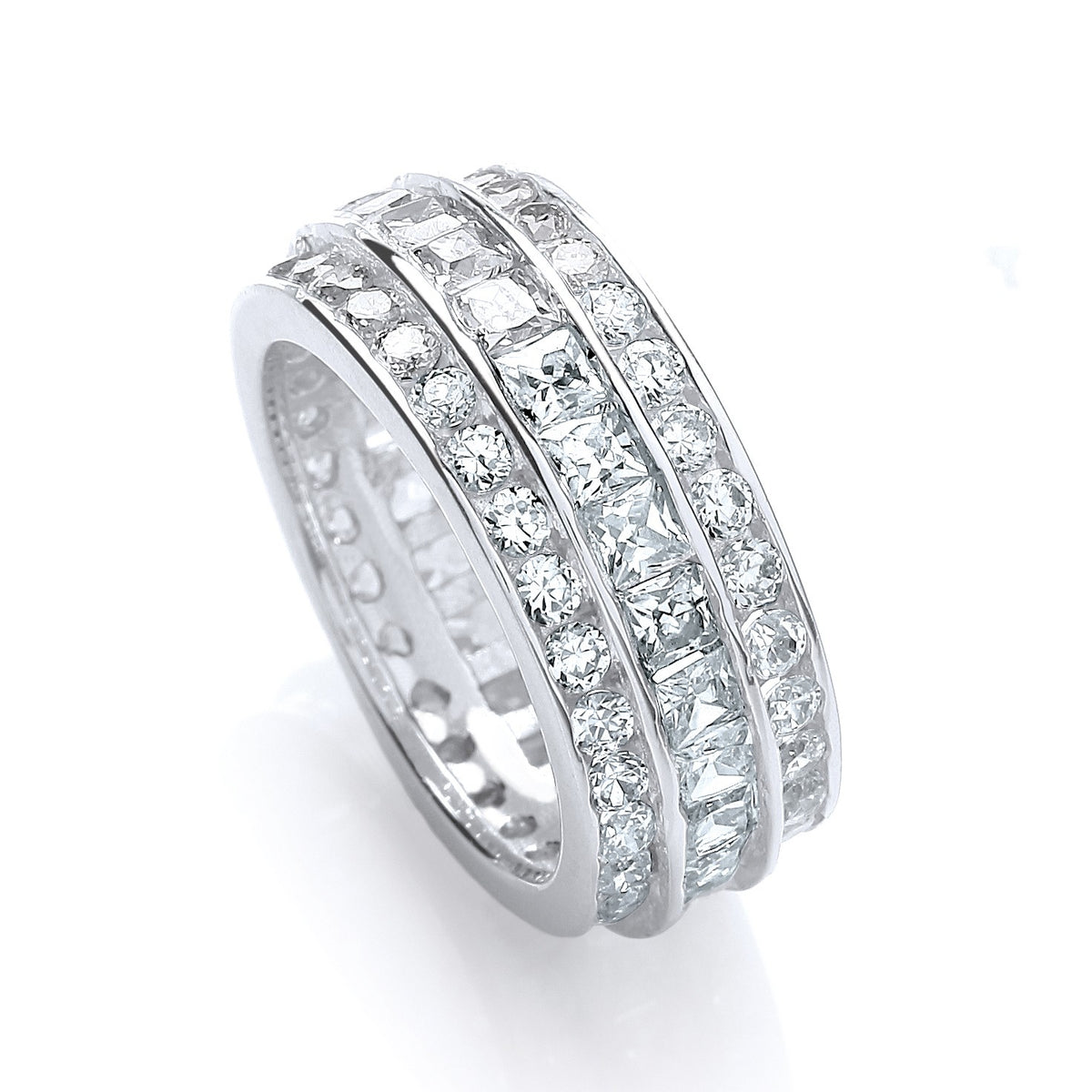 Full ET 3 Row Rd/Princess/Rd Chanell Set Cz Ring