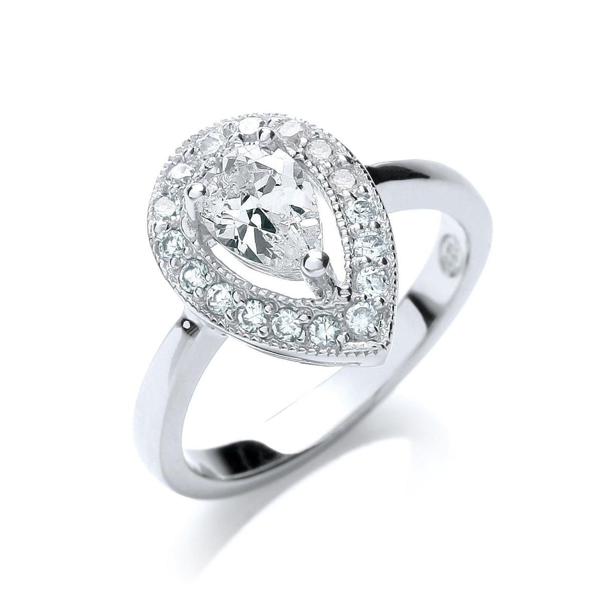 Fancy Pear Shape Halo Style Cz Ring