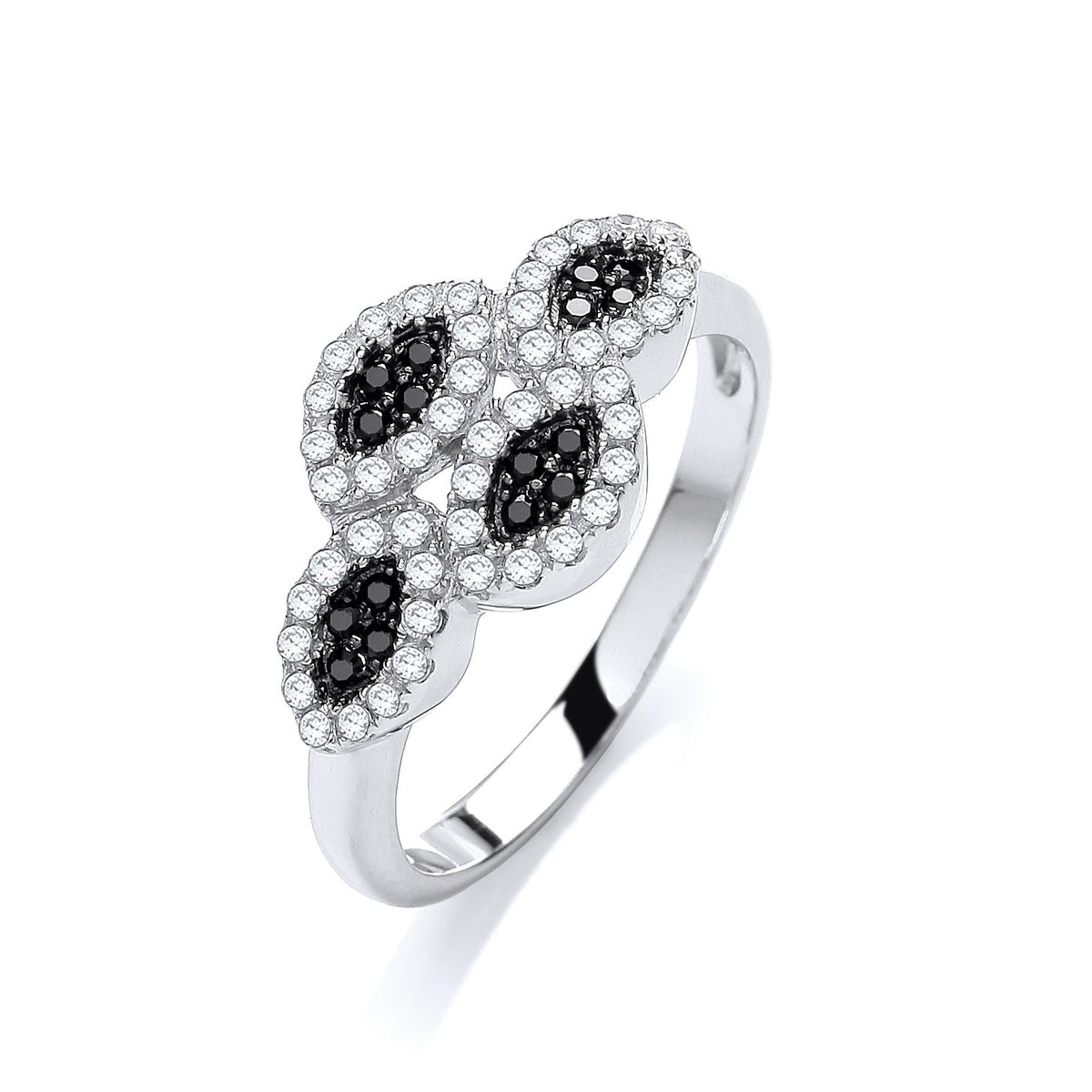 Micro Pave&#39; Black/White Cz Ring