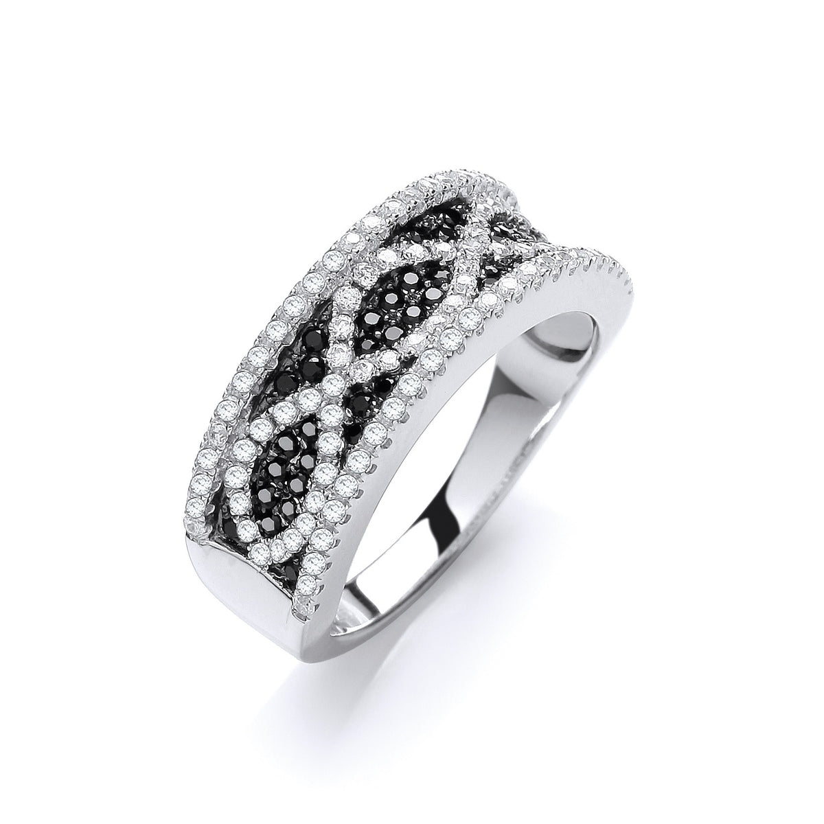 Micro Pave&#39; Black/White Cz Ring