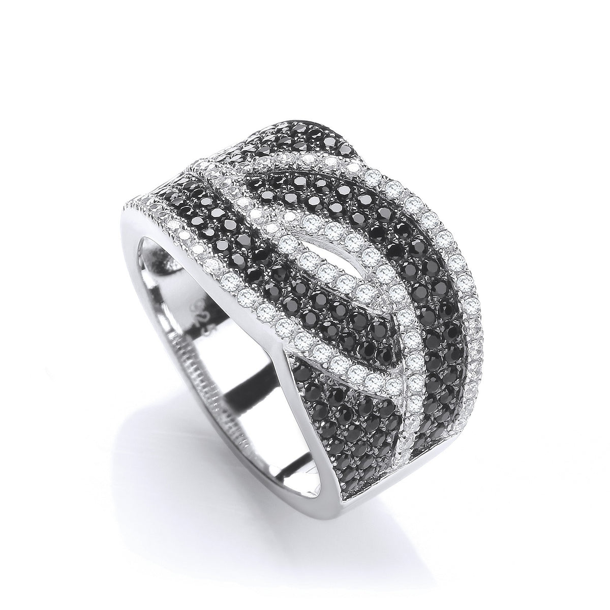 Micro Pave&#39; Black &amp; Clear Cz Ring