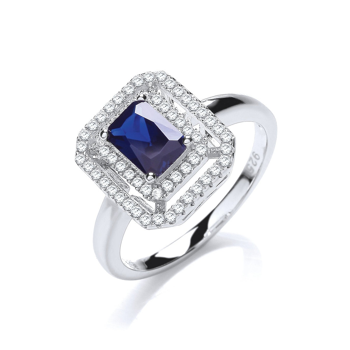 Micro Pave&#39; Blue Centre Cz Ring