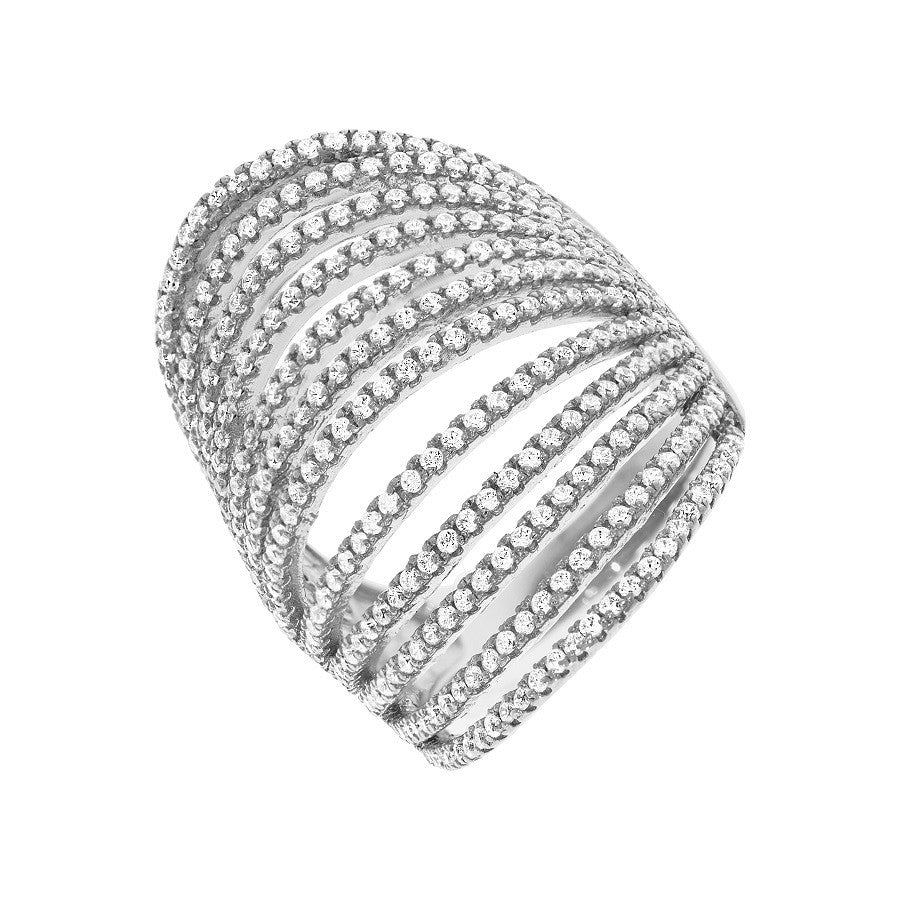 Micro Pave&#39; 12 Row&#39;s of Cz Silver Ring
