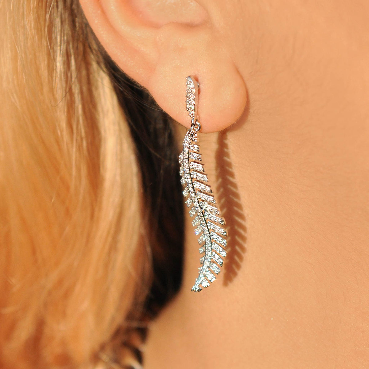 Lara leaf silver effect earrings