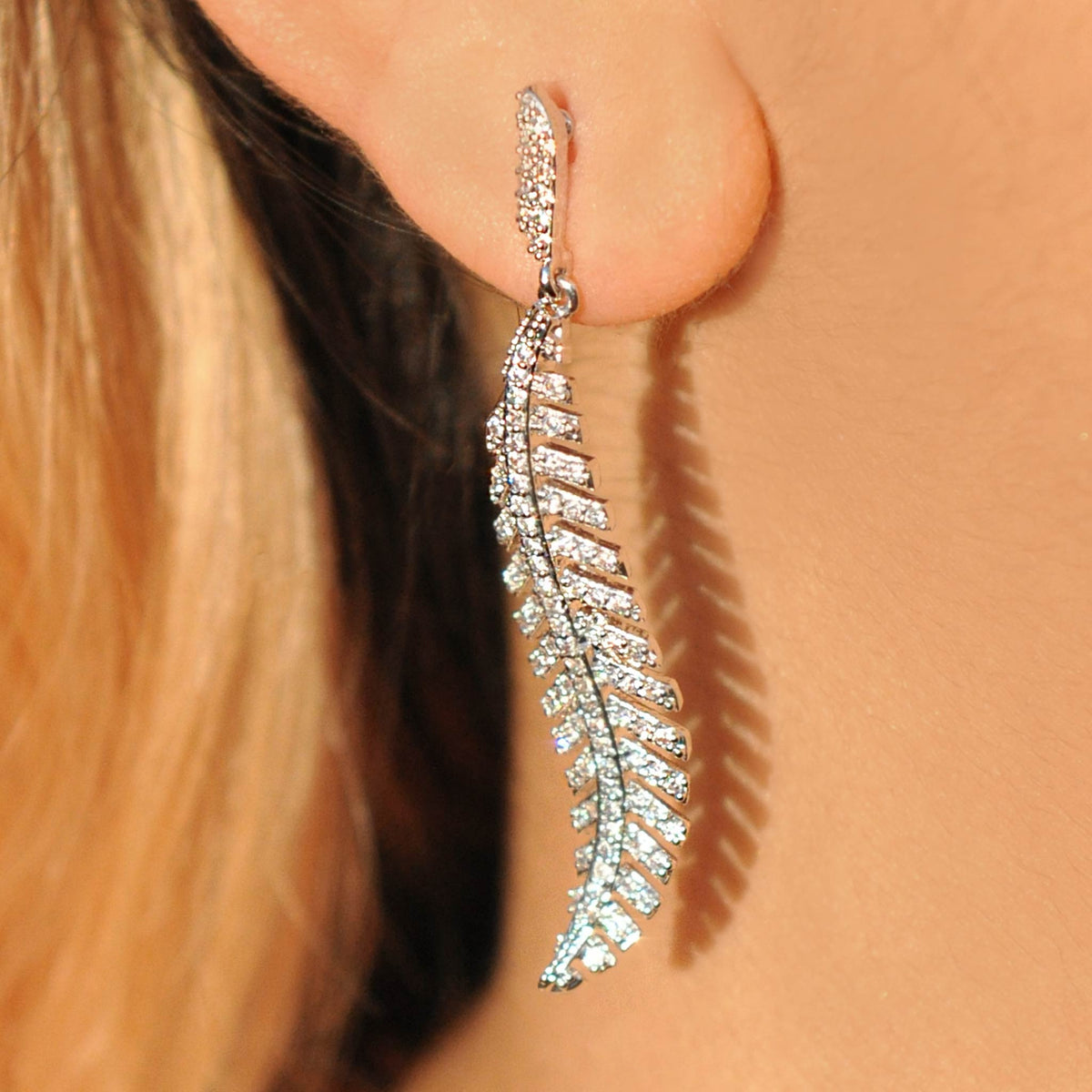 Lara leaf silver effect earrings