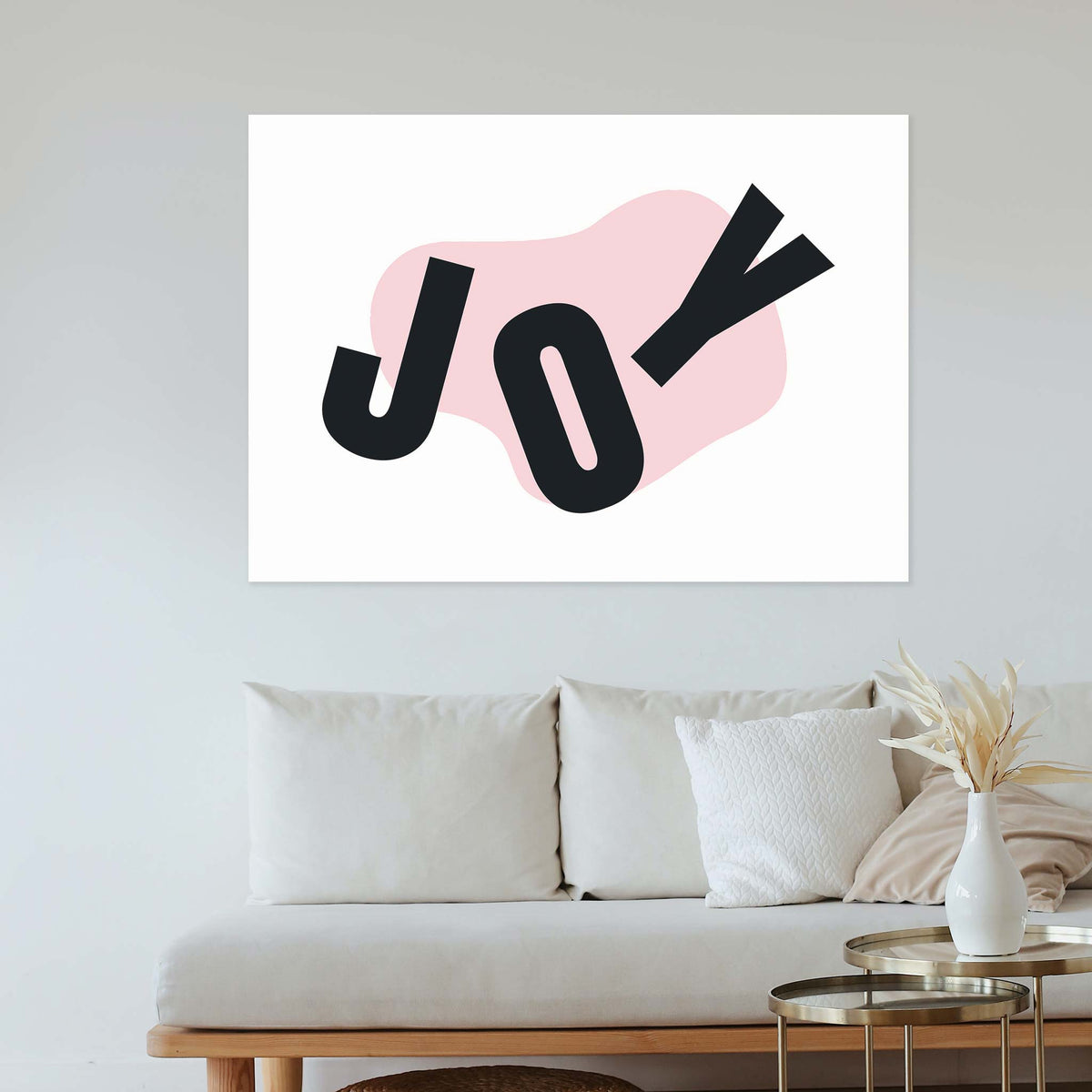 JOY (large letters spread across the canvas)