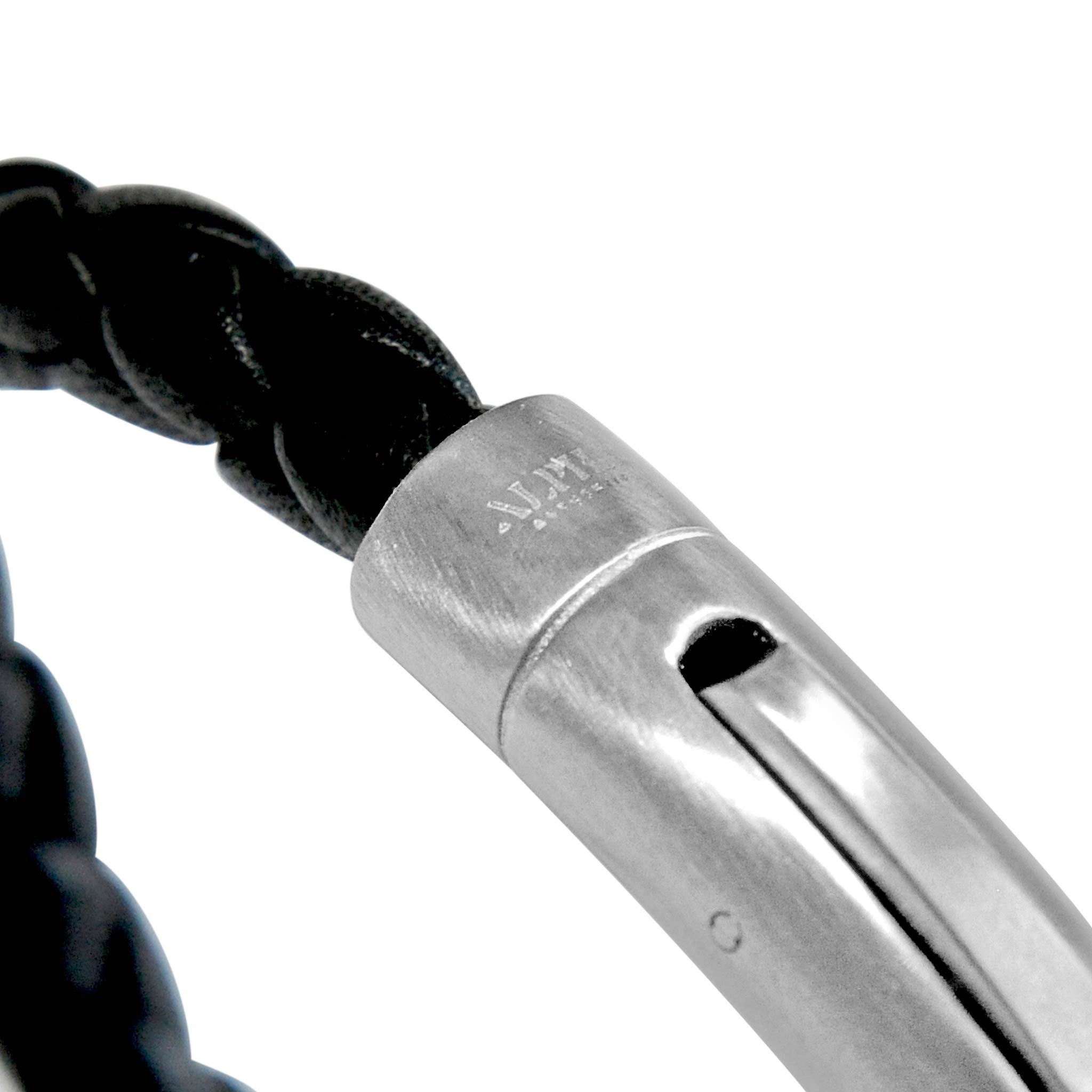 Phantom black leather stainless steel bracelet | ALPHA™ mens