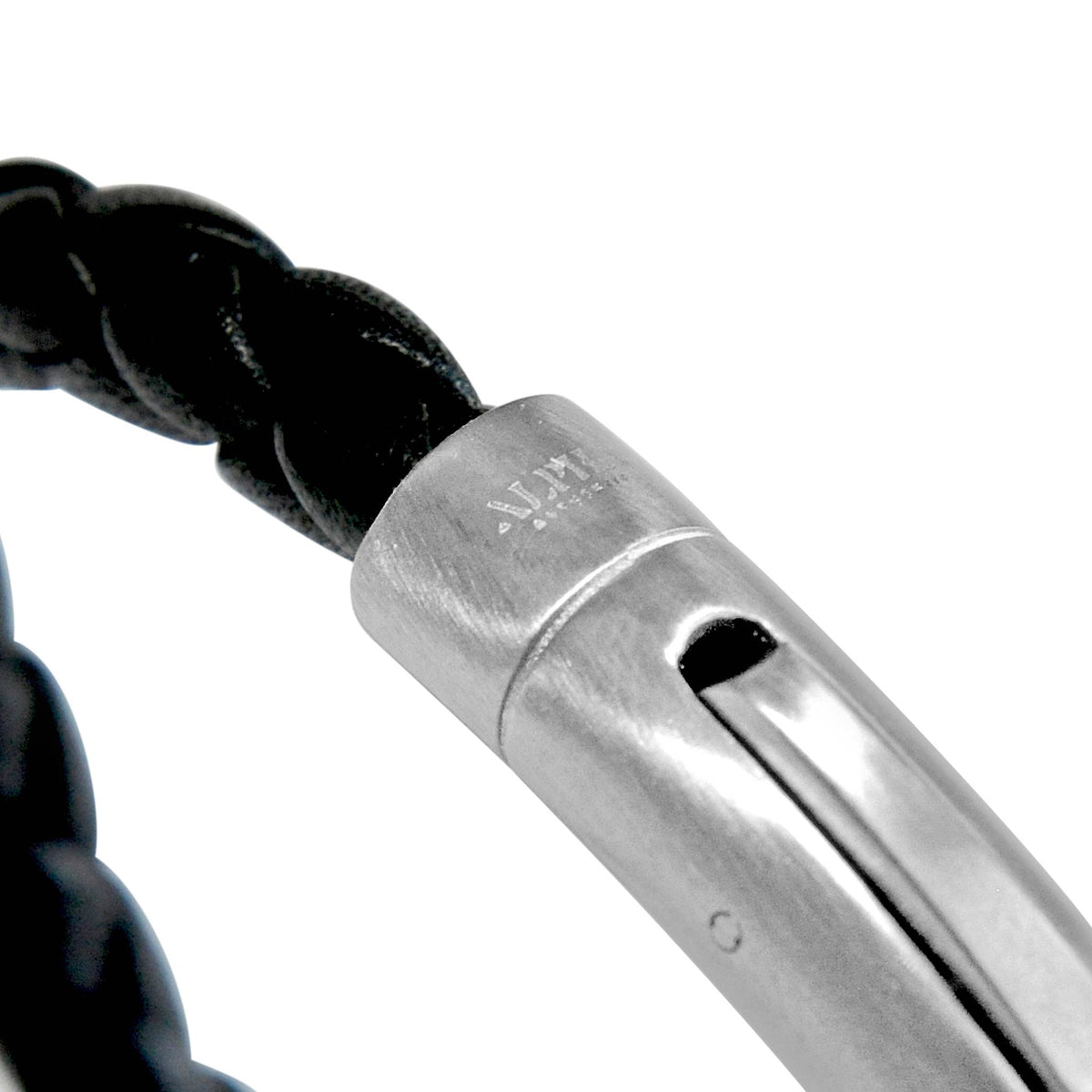 Phantom black leather stainless steel bracelet | ALPHA™ mens