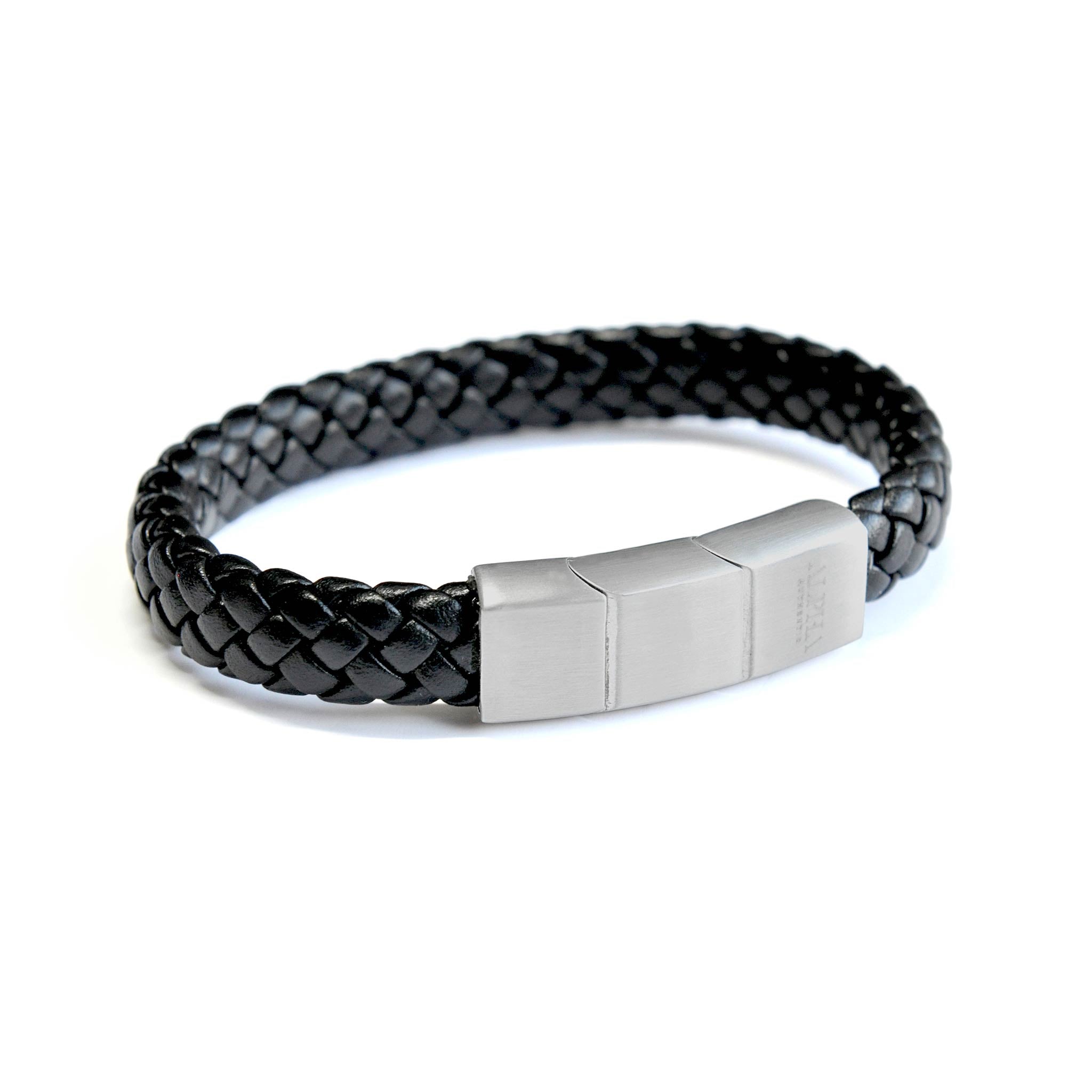 Panther black leather stainless steel bracelet | ALPHA™ mens