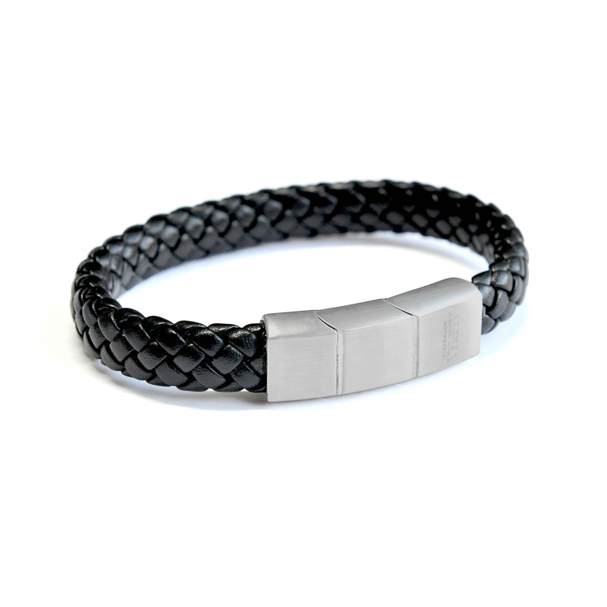 Panther black leather stainless steel bracelet | ALPHA™ mens