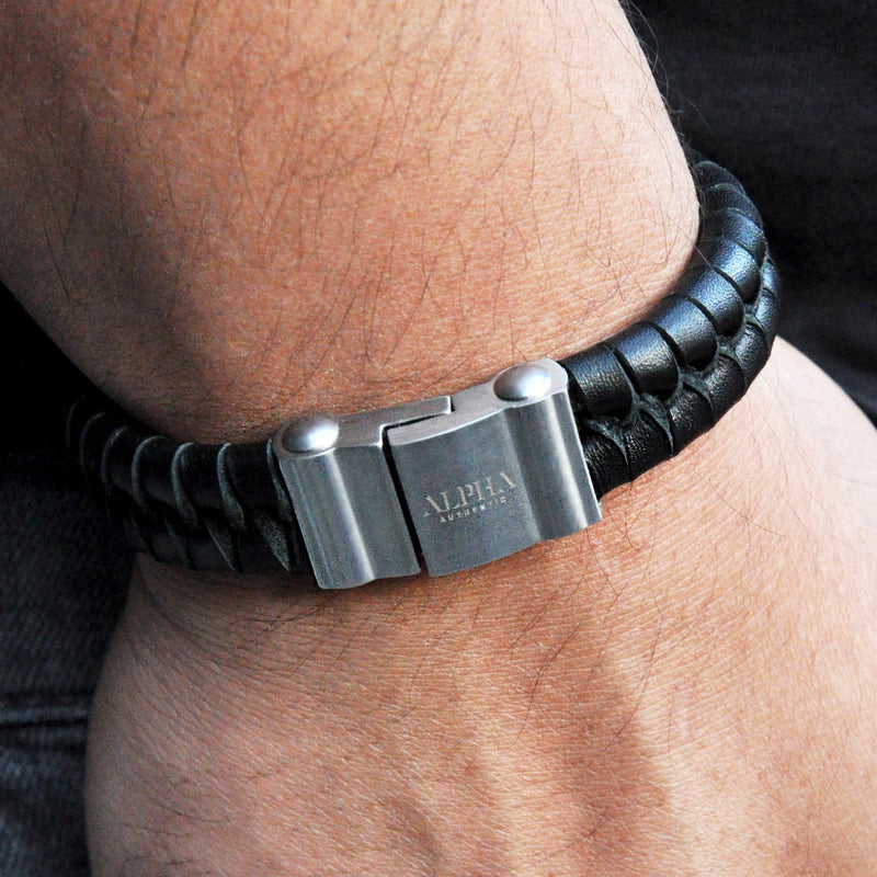 mens designer leather bracelet mens leather bracelets ALPHA Mens