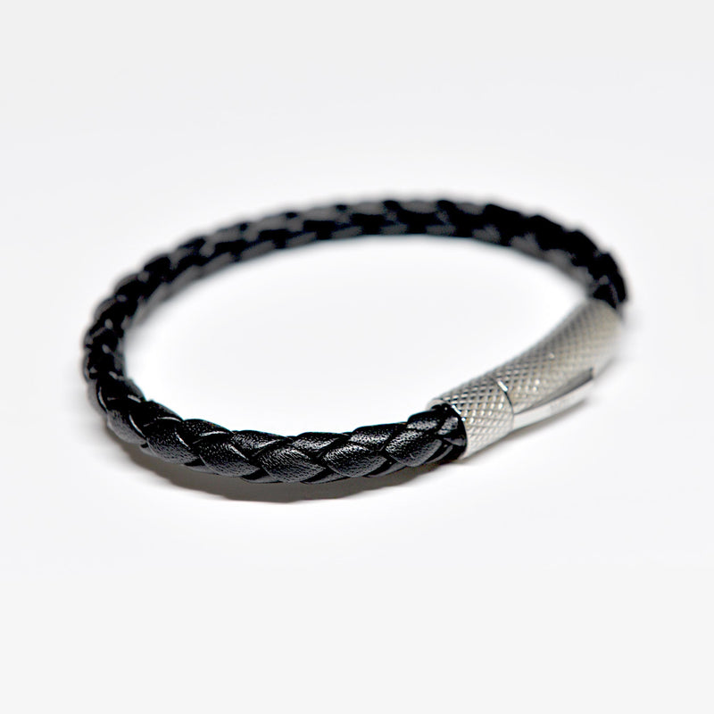 Mens black leather bracelet mens leather bracelets UK leather and
