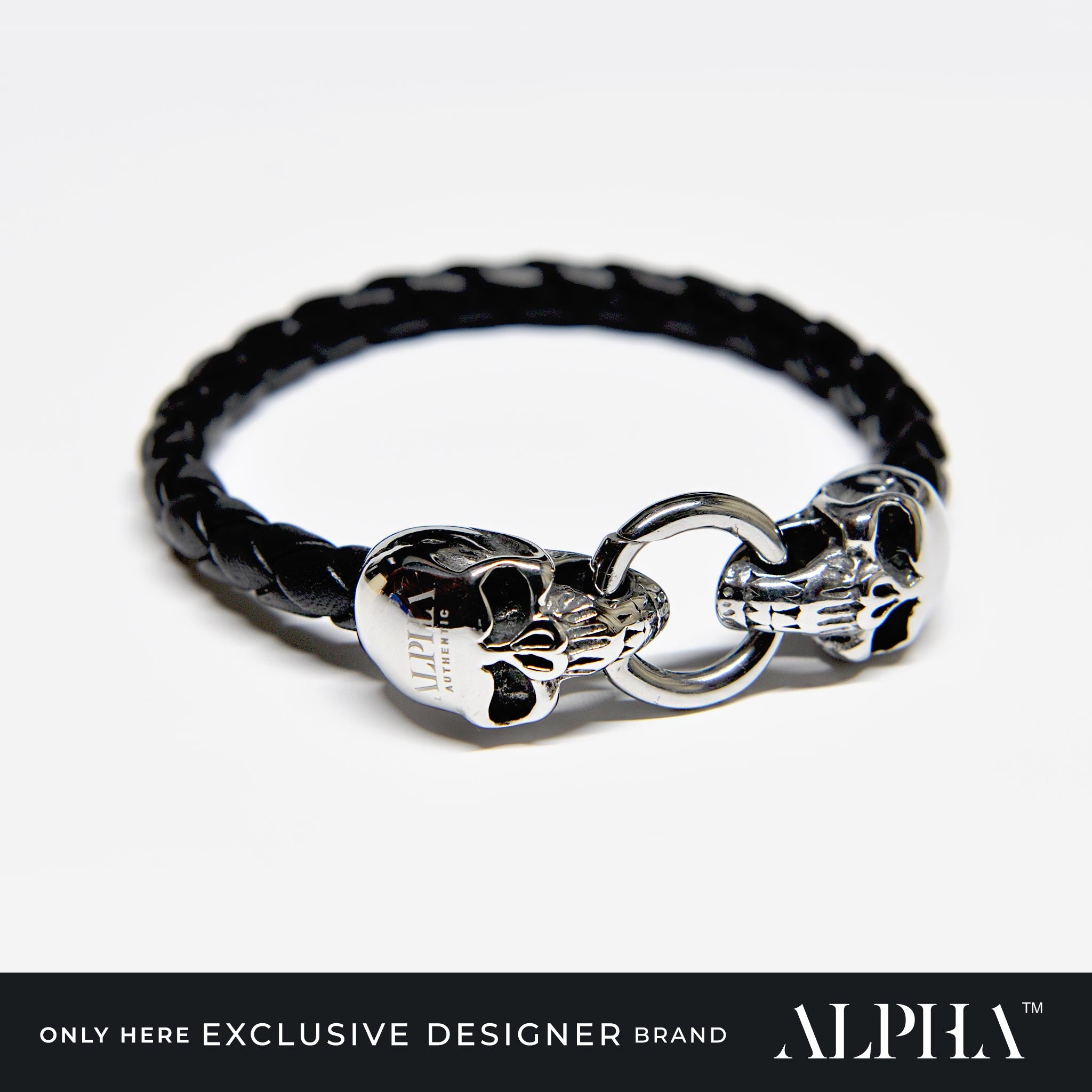 designer skull leather bracelet 