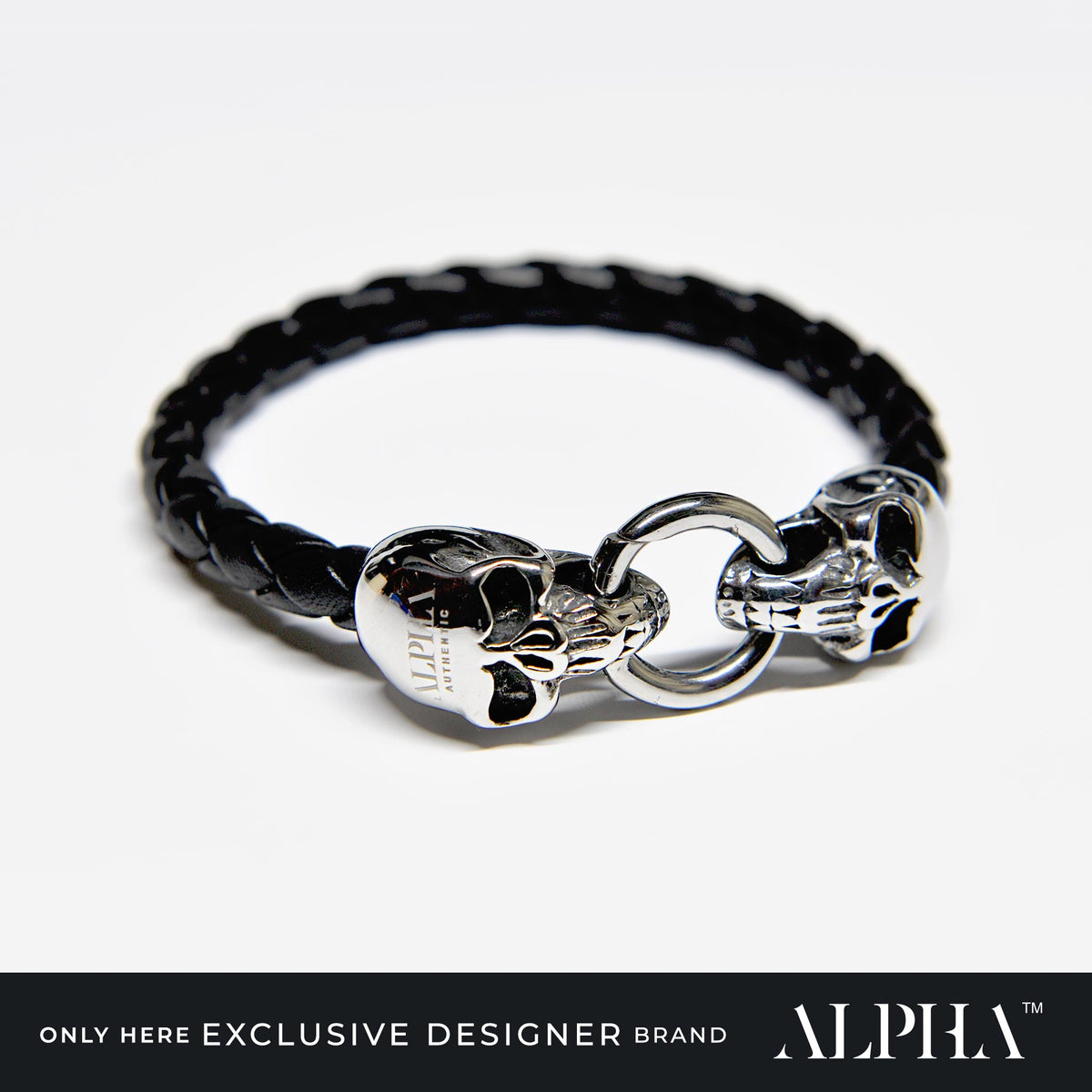 designer skull leather bracelet 