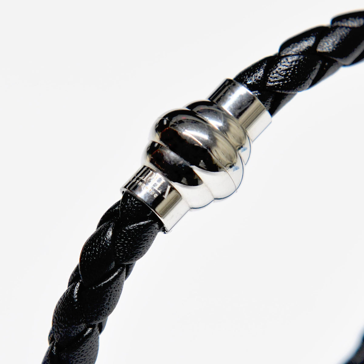 Designer black leather bracelet ALPHA mens