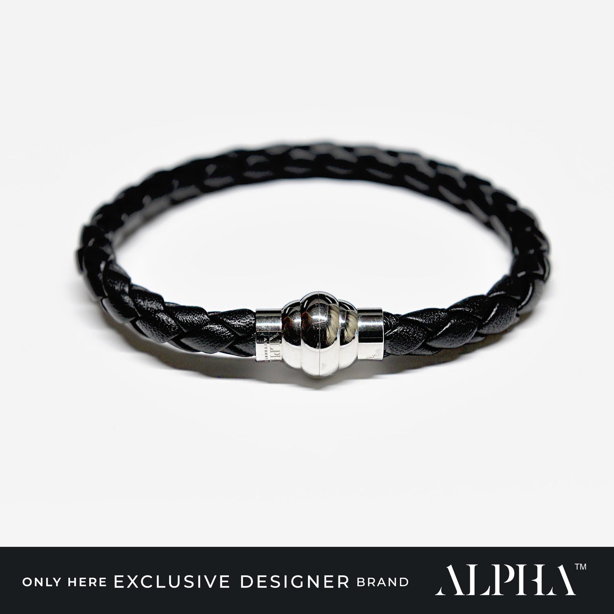 Designer leather bracelet ALPHA mens