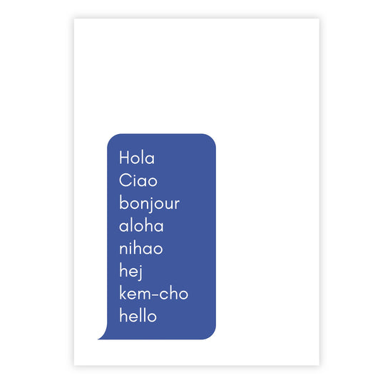Hola Ciao bonjour aloha nihao hej kem-cho hello