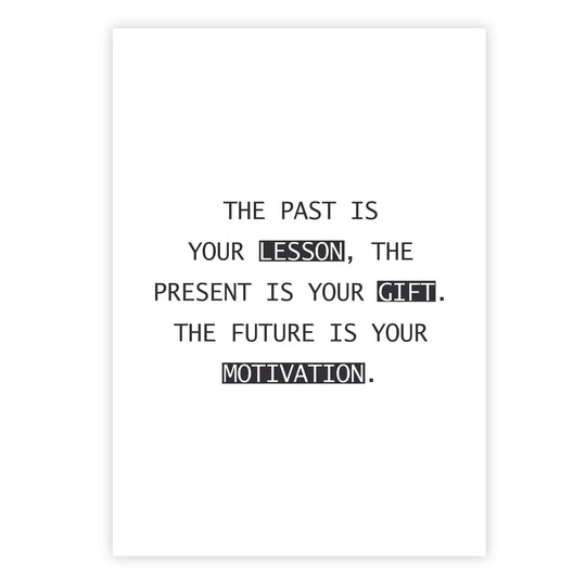 The past is your lesson, the present is your gift. The future is your motivation.