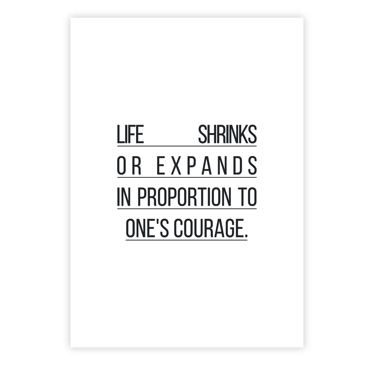 Life shrinks or expands in proportion to one&#39;s courage