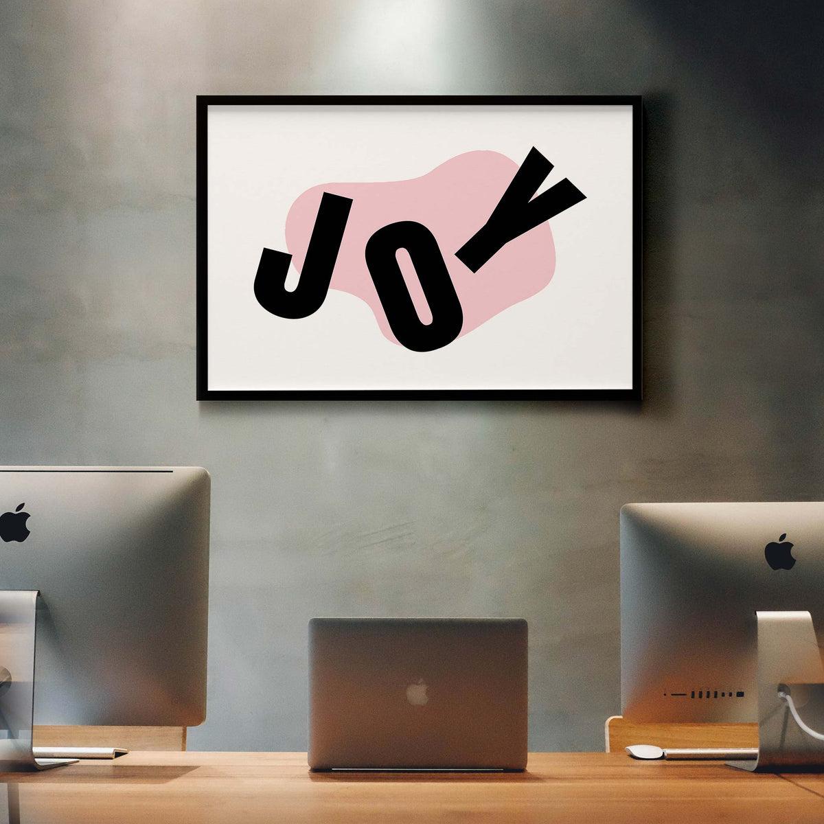 JOY (large letters spread across the canvas)