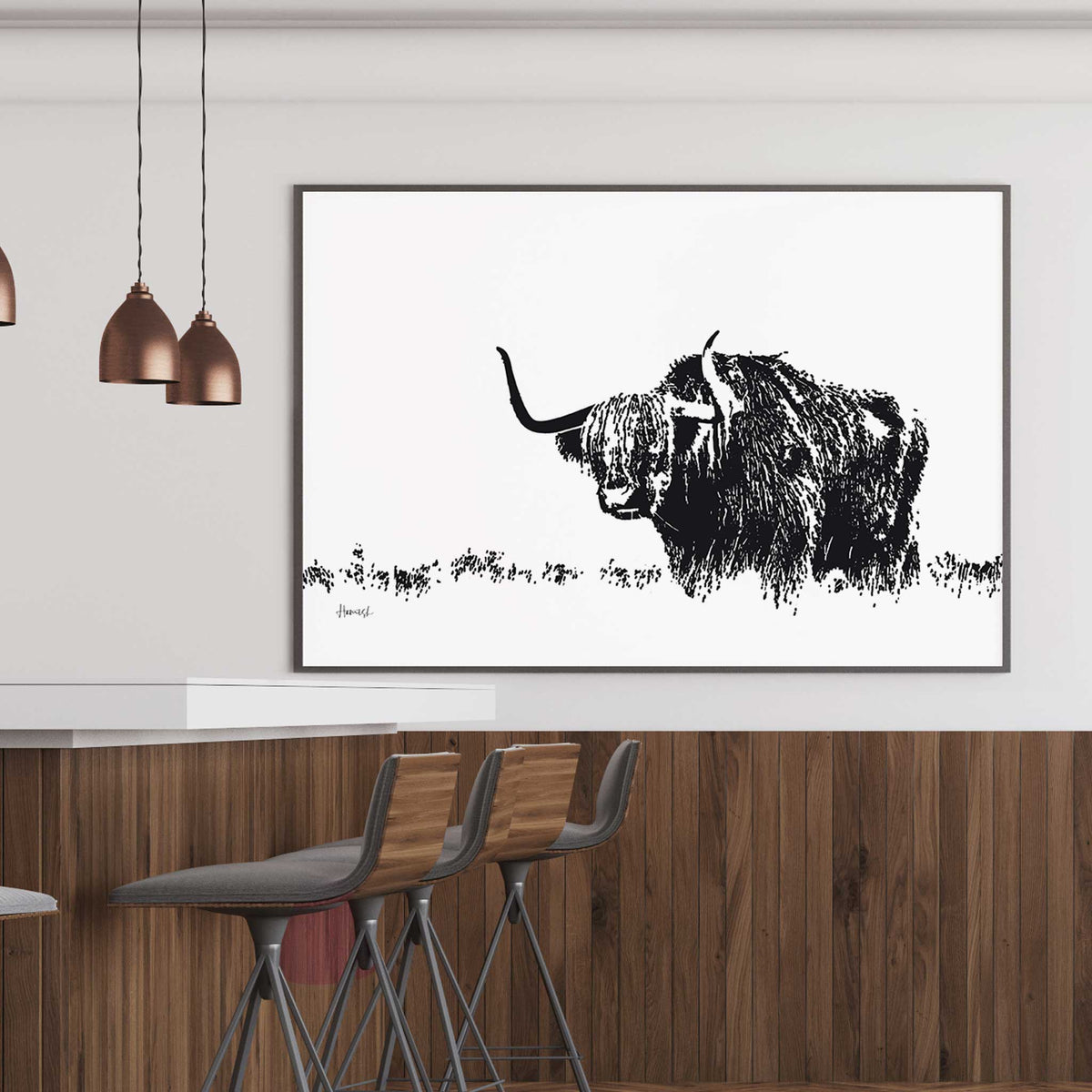 highland cow art print