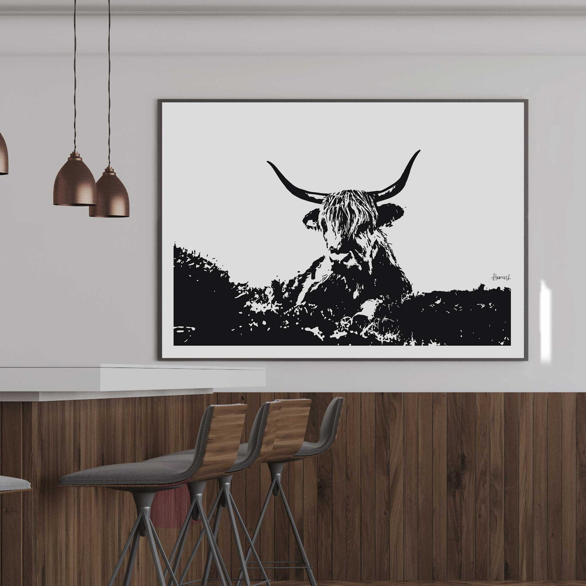 highland cow art print